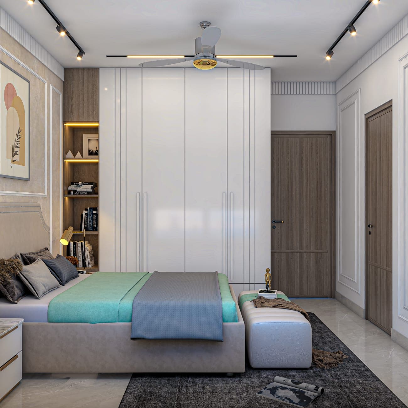 Contemporary Bedroom with Walk-in Wardrobe